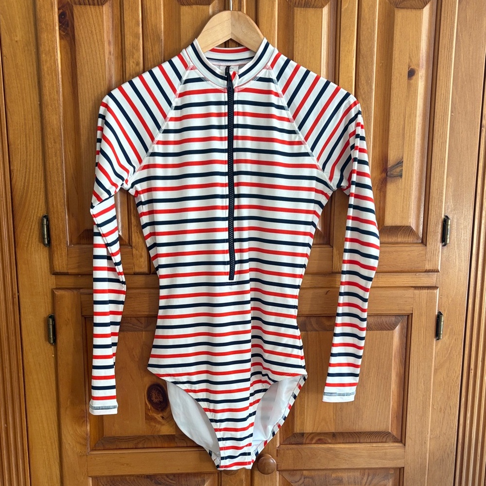 J. Crew  Striped Rashguard - Red, Blue, White. Worn once. No stains. EUC